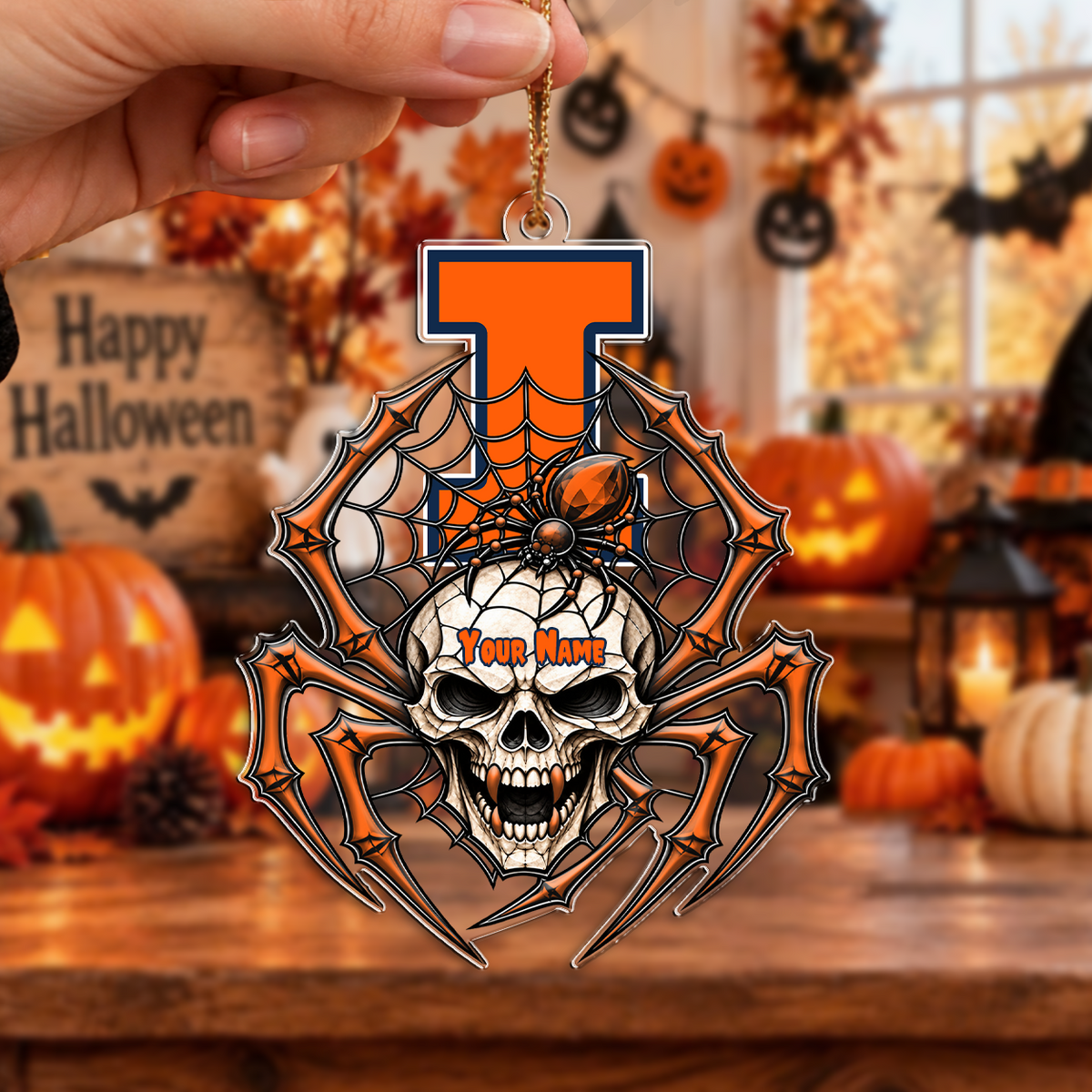 HOT DEAL - NEW CUSTOMIZED NCAA MAM15 IFI ILLINOIS FIGHTING ILLINI HALLOWEEN ACRYLIC ORNAMENT