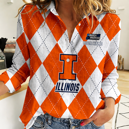 VIRAL EDITION - NEW CUSTOMIZED | NCAA MAM15 IFI IL FIGHTING ILLINI WOMEN CASUAL SHIRT FOR FAN