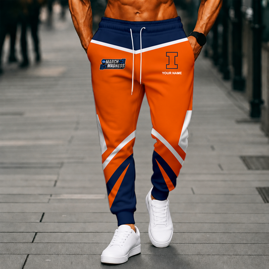VIRAL EDITION - NEW CUSTOMIZED NCAA MAM15 IFI ILLINOIS FIGHTING ILLINI SWEATPANTS
