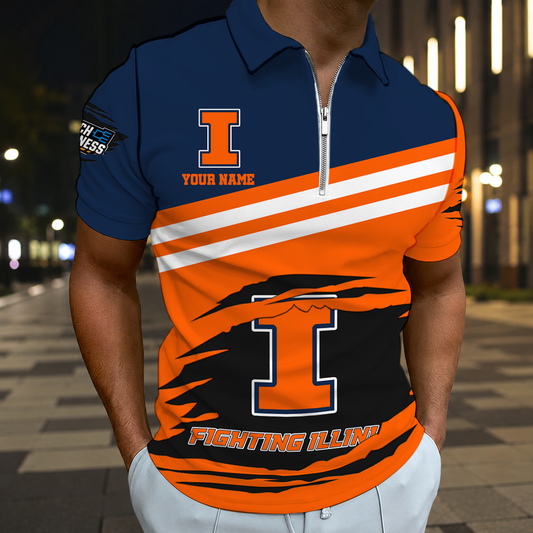 VIRAL EDITION - NEW CUSTOMIZED NCAA MAM15 IFI ILLINOIS FIGHTING ILLINI T-SHIRT, POLO SHIRT, ZIP POLO SHIRT, SWEATSHIRT, HOODIE & ZIP HOODIE