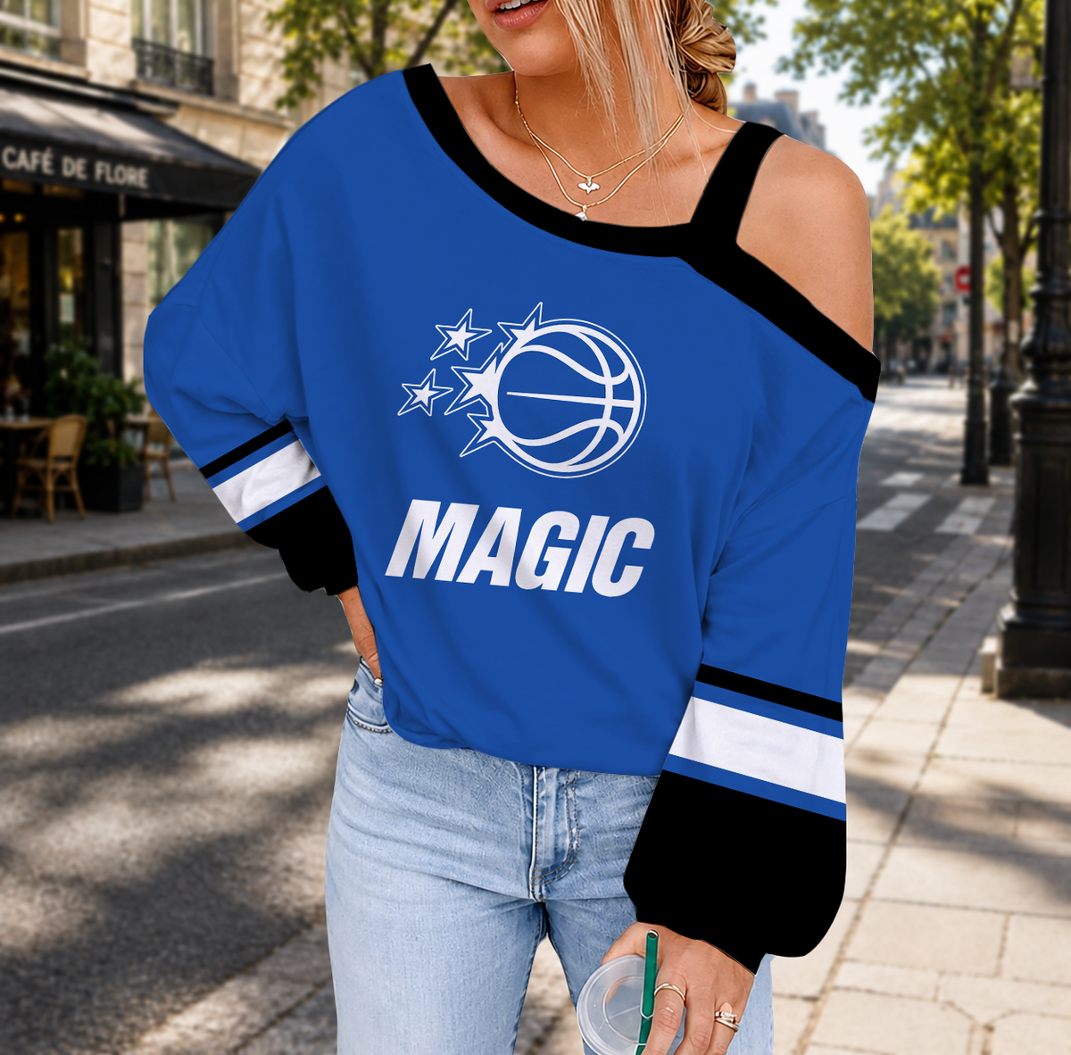 VIRAL EDITION - NEW CUSTOMIZED NBA15 OMA ORLANDO MAGIC DROP SHOULDER SWEATSHIRT