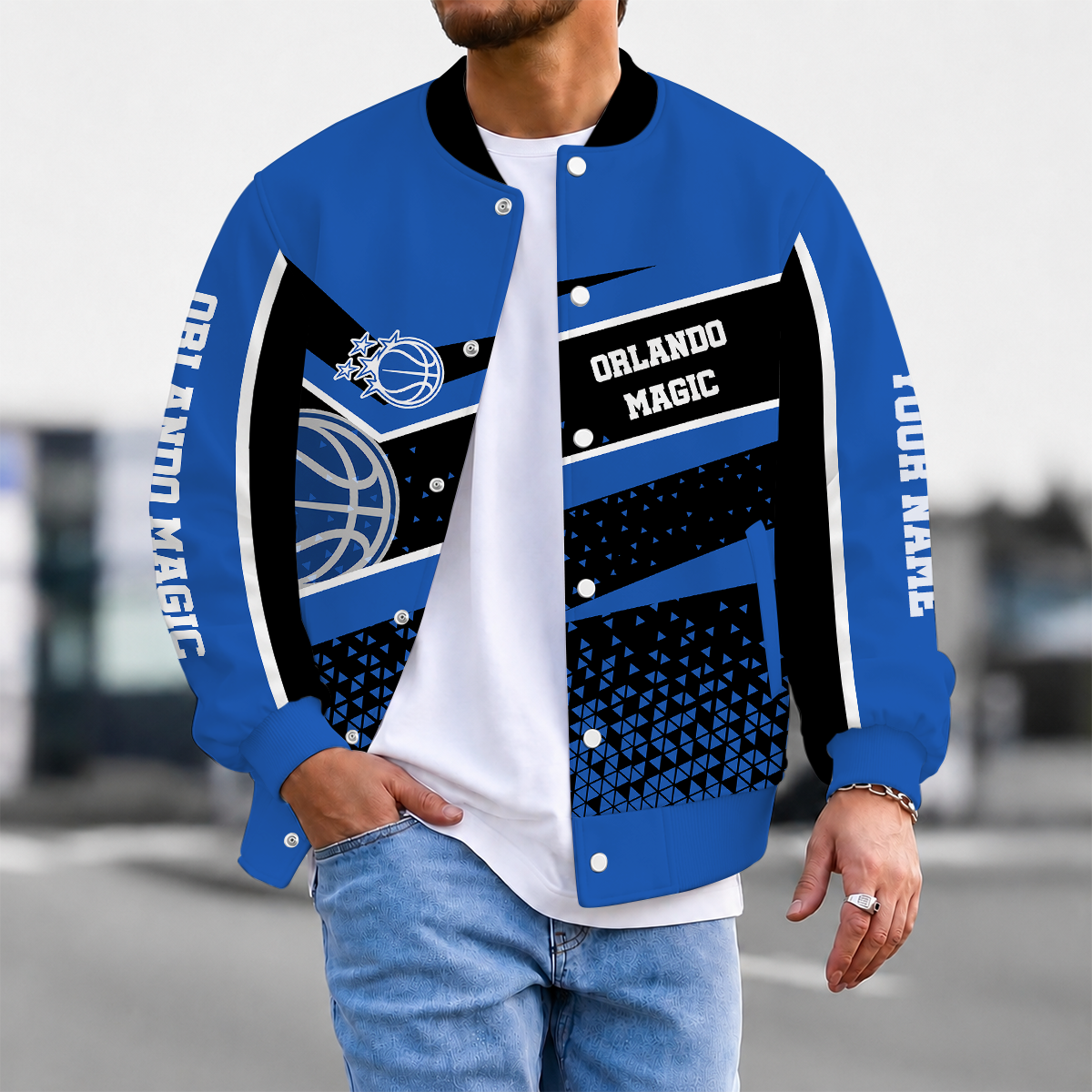 EXCLUSIVE EDITION - NEW CUSTOMIZED NBA15 OMA ORLANDO MAGIC BASEBALL JACKET, SATIN VARSITY JACKET