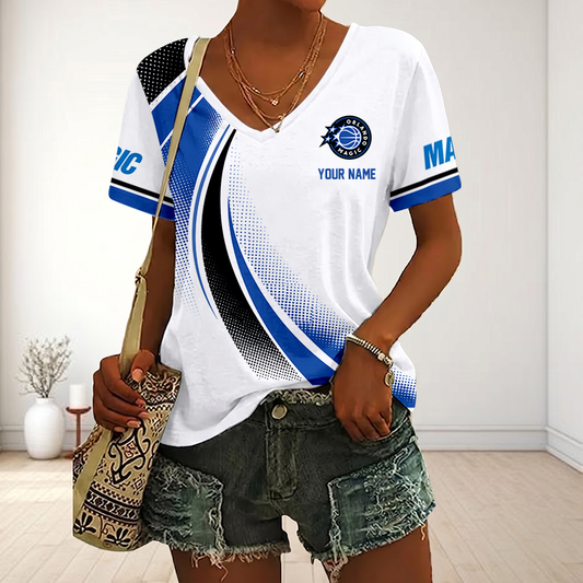 SPECIAL EDITION - NEW CUSTOMIZED NBA15 OMA ORLANDO MAGIC V-NECK FEMALE SHIRT