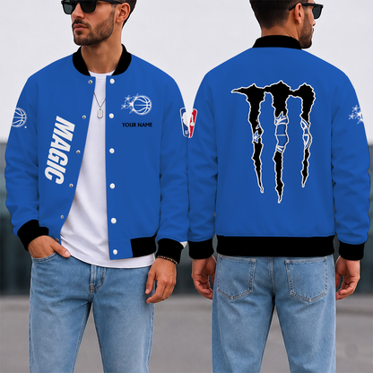 SPECIAL EDITION - NEW CUSTOMIZED NBA15 OMA ORLANDO MAGIC BASEBALL JACKET, SATIN VARSITY JACKET