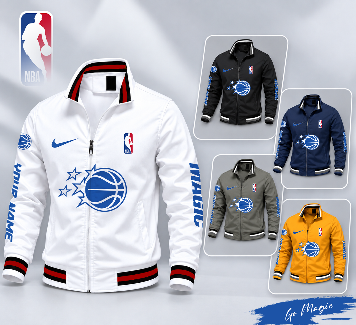 FINAL SALE - NEW CUSTOMIZED NBA15 OMA ORLANDO MAGIC MULTICOLOR MEN'S CASUAL JACKET