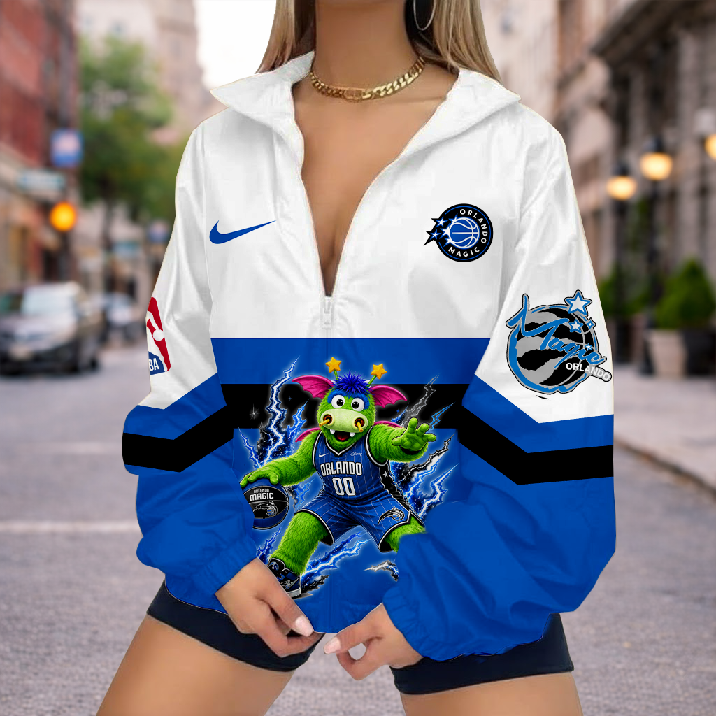 LIMITED EDITION - NEW CUSTOMIZED OMA ORLANDO MAGIC V-NECK ZIPPER SWEATSHIRT JACKET - NBA15
