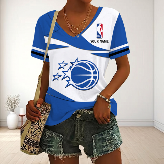 EXCLUSIVE EDITION - NEW CUSTOMIZED NBA15 OMA ORLANDO MAGIC V-NECK FEMALE SHIRT