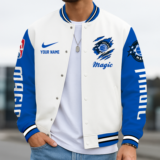 LIMITED DROP - NEW CUSTOMIZED OMA OL MAGIC BASEBALL JACKET, SATIN VARSITY JACKET - NBA15