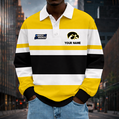 VIRAL EDITION - NEW CUSTOMIZED MAM NCAA16 IWH IW HAWKEYES UNISEX LONG SLEEVE POLO