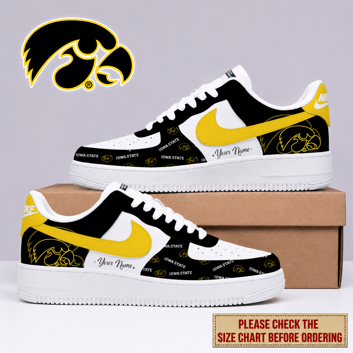 MEGA SALE - NEW CUSTOMIZED IWH IOWA HAWKEYES AF1 SHOES - NCAA MAM16