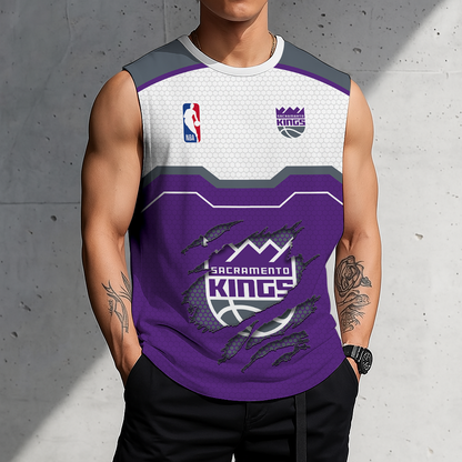 [LIMITED EDITION] NEW CUSTOMIZED NBA16 SKI SACRAMENTO KINGS MEN'S TANK TOP