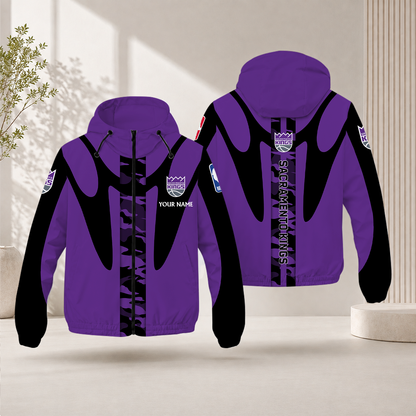 SPECIAL EDITION - NEW CUSTOMIZED NBA16 SKI SACRAMENTO KINGS WINDBREAKER JACKET