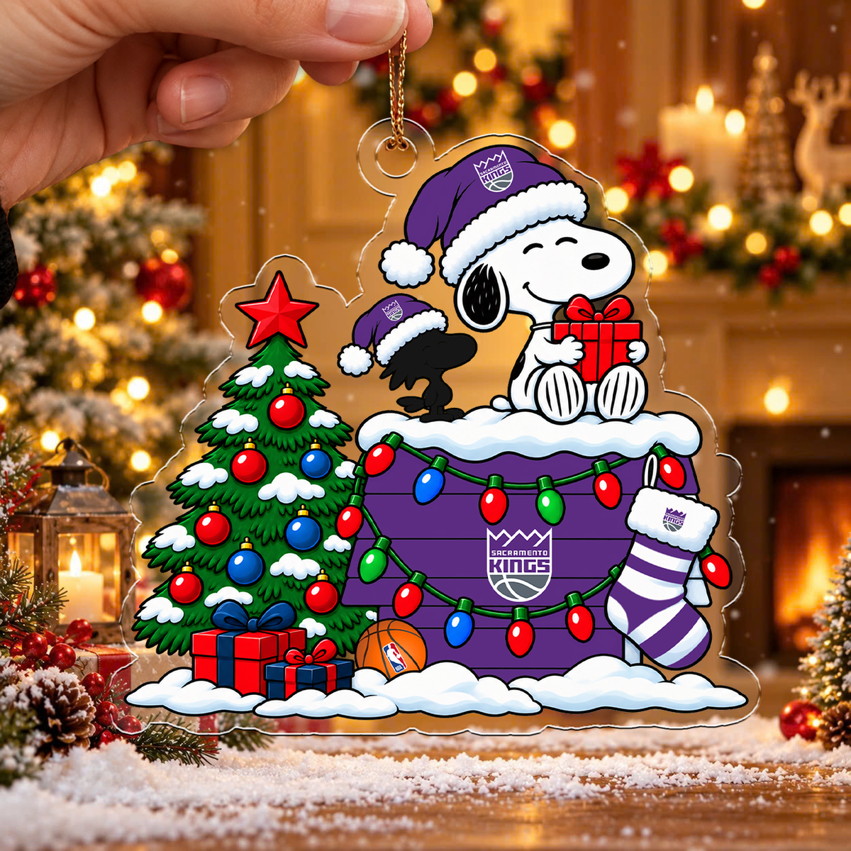 [HOT DEAL] NEW CUSTOMIZED NBA16 SKI SACRAMENTO KINGS CHRISTMAS ACRYLIC ORNAMENT