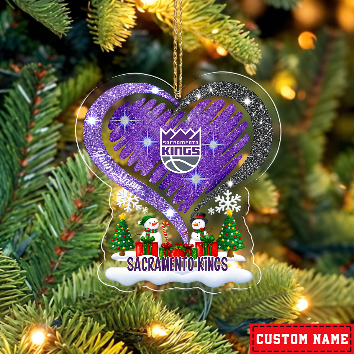[EXCLUSIVE EDITION] NEW CUSTOMIZED NBA16 SKI SACRAMENTO KINGS CHRISTMAS ACRYLIC ORNAMENT