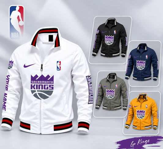 FINAL SALE - NEW CUSTOMIZED NBA16 SKI SACRAMENTO KINGS MULTICOLOR MEN'S CASUAL JACKET