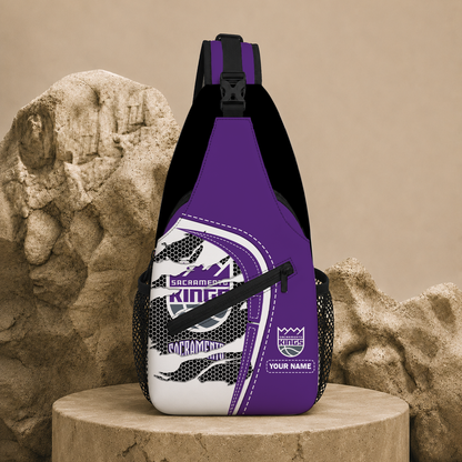 HOT DEAL - NEW CUSTOMIZED SKI SACRAMENTO KINGS SLING BAG - NBA16