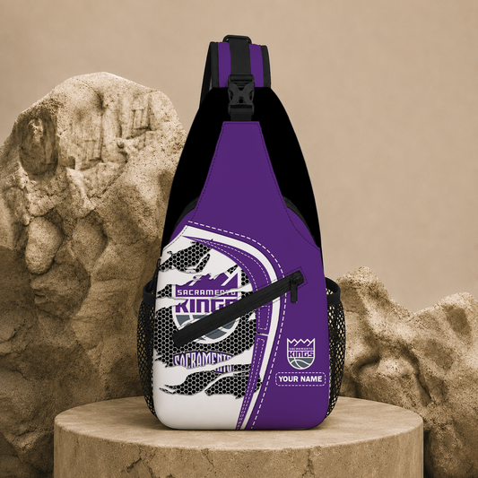 HOT DEAL - NEW CUSTOMIZED SKI SACRAMENTO KINGS SLING BAG - NBA16