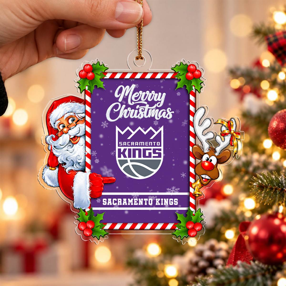 [LIMITED DROP] NEW CUSTOMIZED NBA16 SKI SACRAMENTO KINGS CHRISTMAS ACRYLIC ORNAMENT