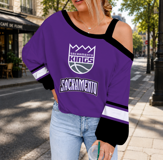VIRAL EDITION - NEW CUSTOMIZED NBA16 SKI SACRAMENTO KINGS DROP SHOULDER SWEATSHIRT