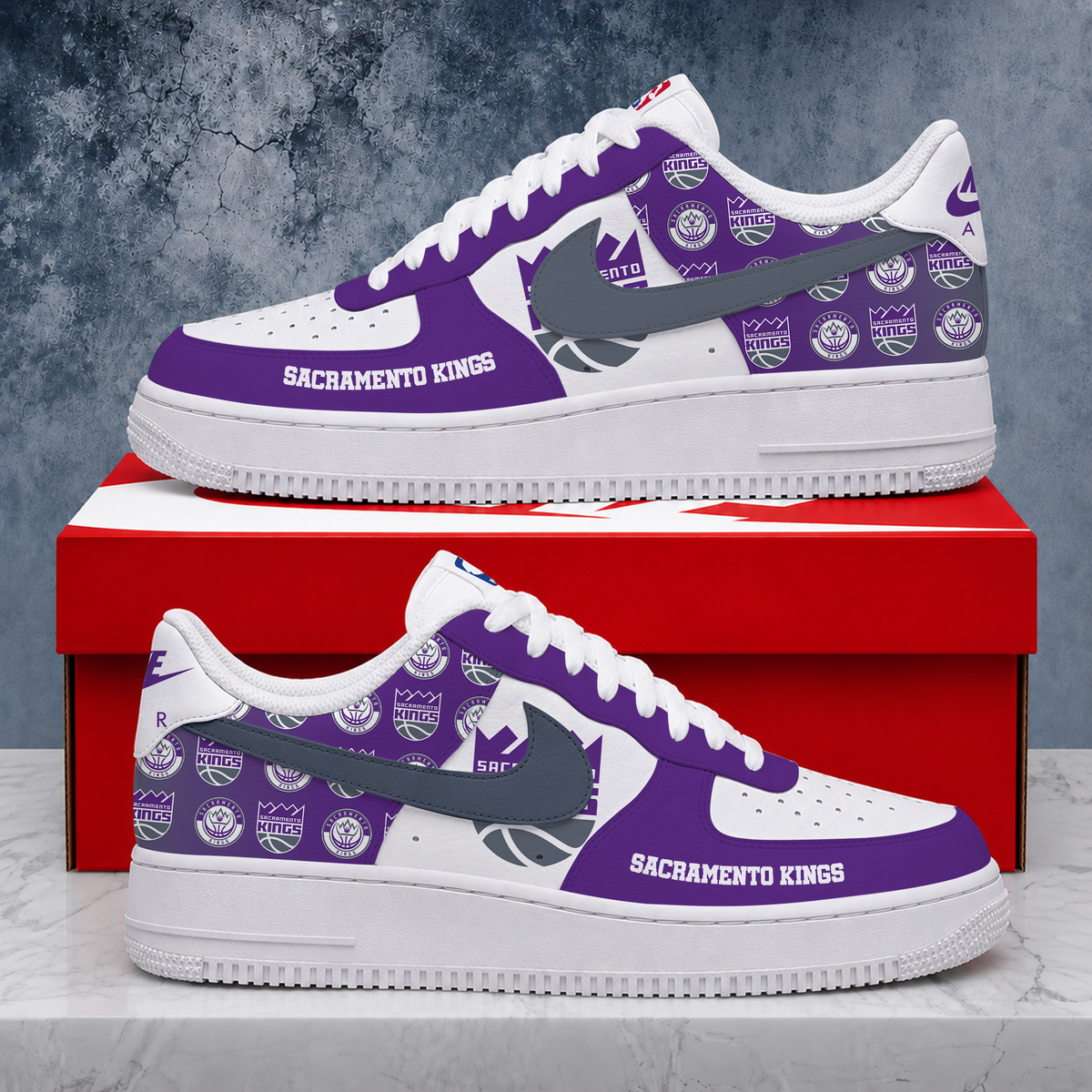 SPECIAL EDITION - NEW CUSTOMIZED NBA16 SKI SACRAMENTO KINGS AF1 SNEAKERS