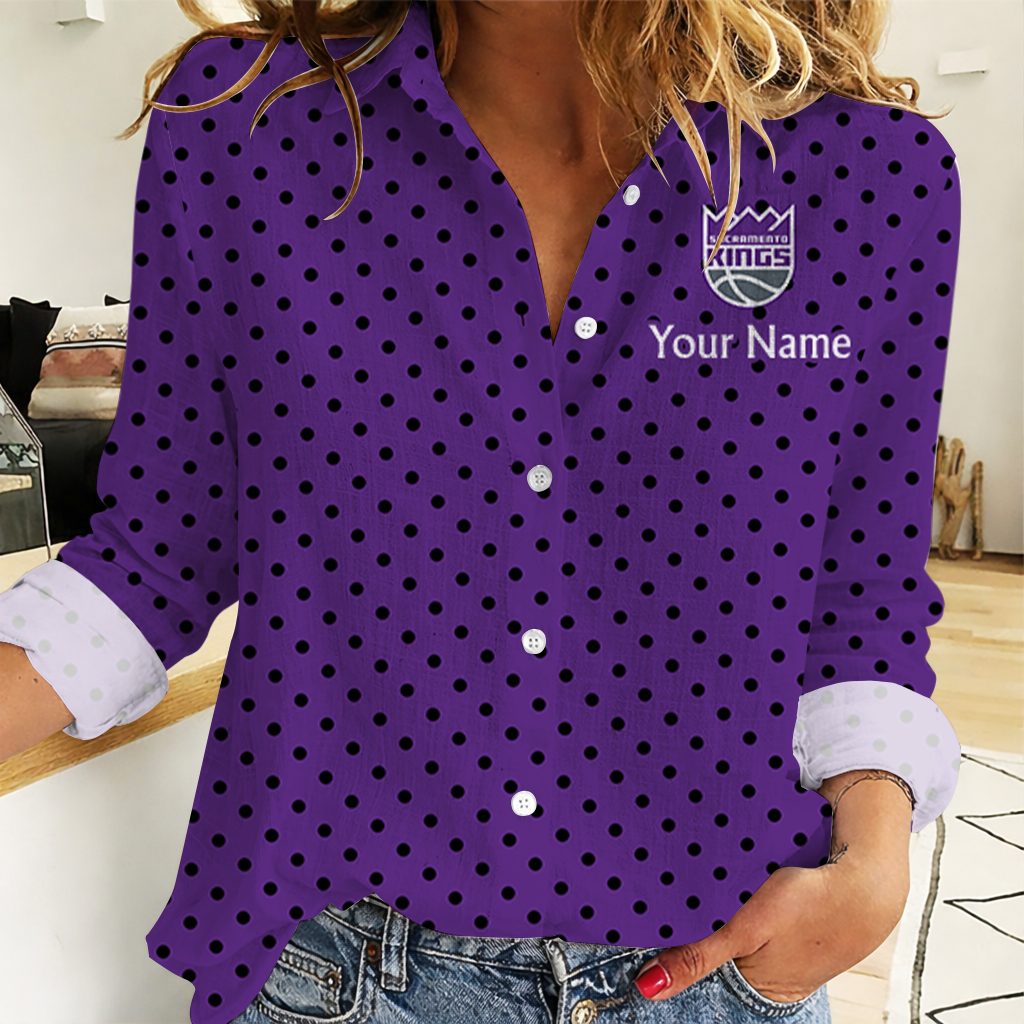 SPECIAL EDITION - NEW CUSTOMIZED NBA16 SKI SACRAMENTO KINGS WOMEN CASUAL SHIRT FOR FAN