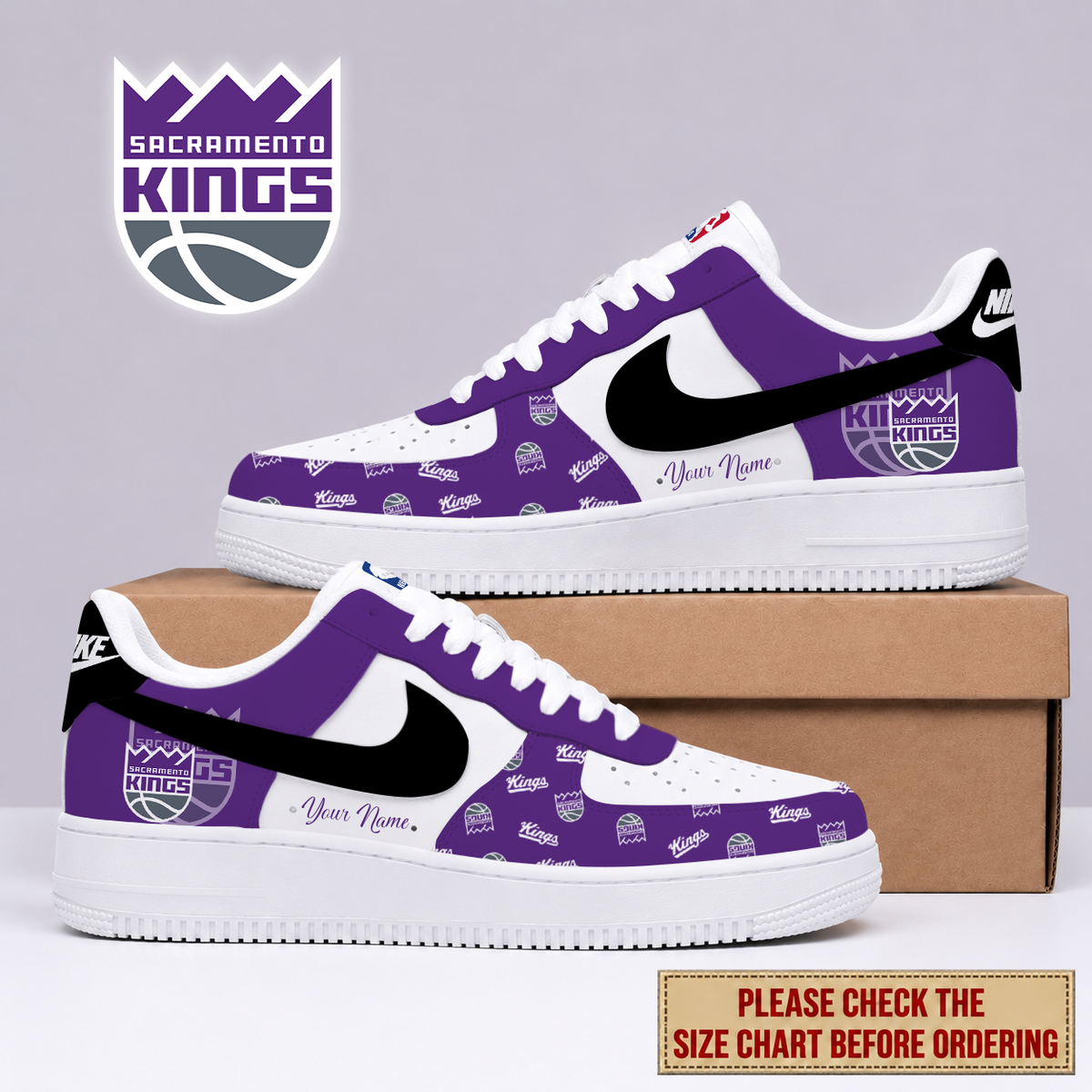 FLASH SALE - NEW CUSTOMIZED NBA16 SKI SACRAMENTO KINGS AF1 SNEAKERS