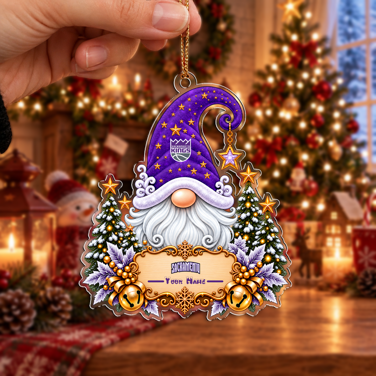ELITE EDITION - NEW CUSTOMIZED NBA16 SKI SACRAMENTO KINGS CHRISTMAS ACRYLIC ORNAMENT