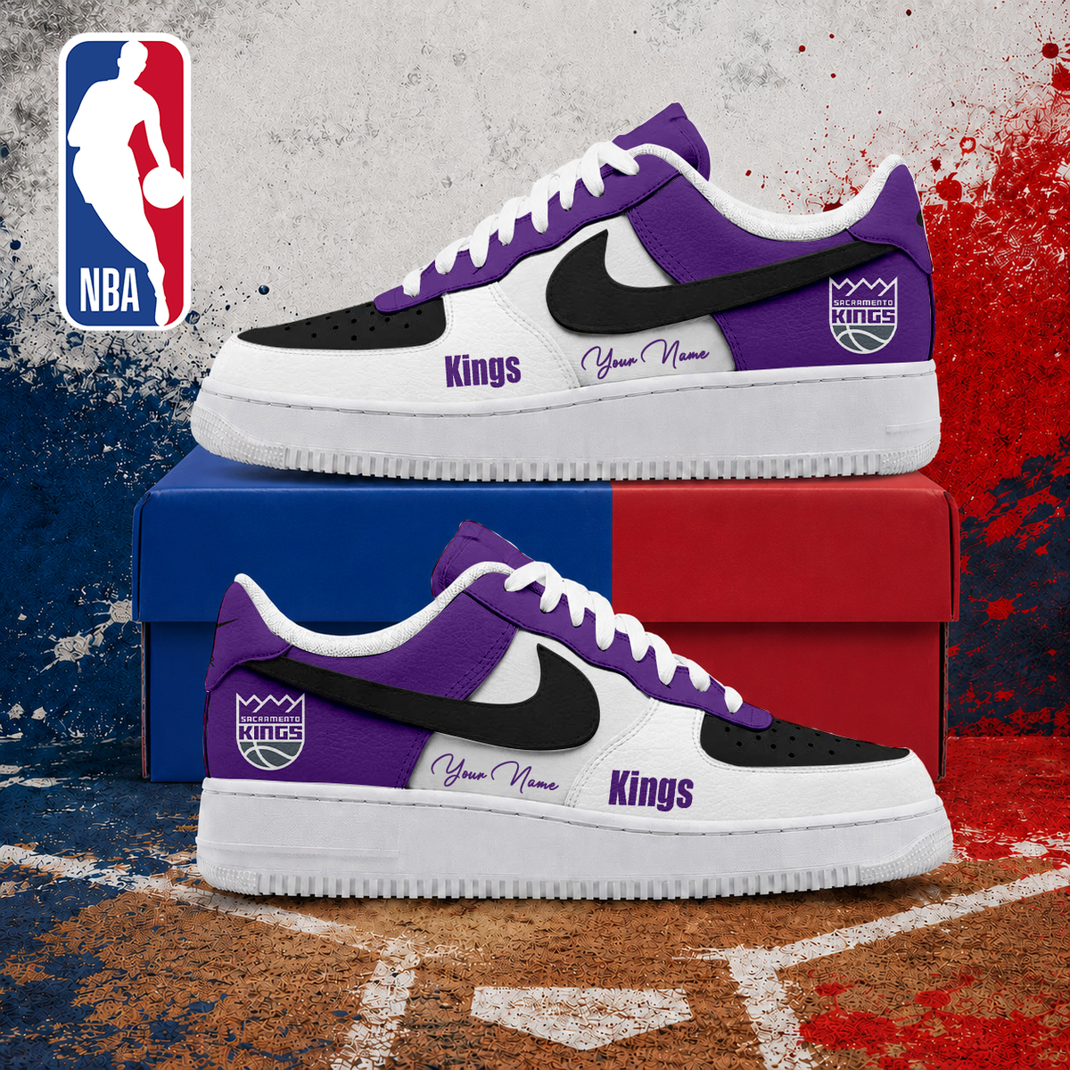 VIRAL EDITION - NEW CUSTOMIZED NBA16 SKI SACRAMENTO KINGS AF1 SNEAKERS