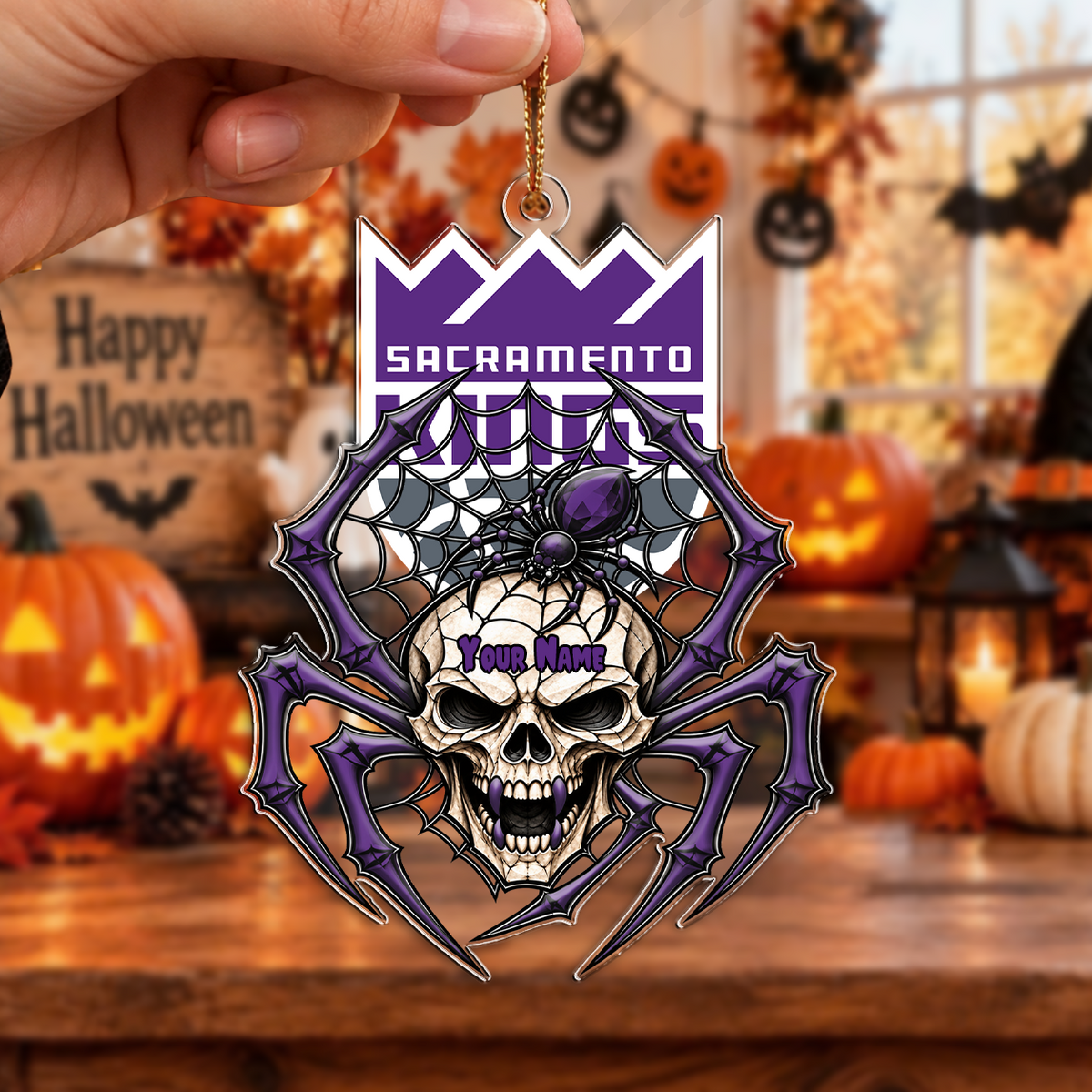 SPECIAL EDITION - NEW CUSTOMIZED NBA16 SKI SACRAMENTO KINGS HALLOWEEN ACRYLIC ORNAMENT