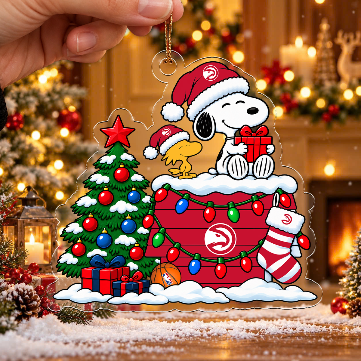 [HOT DEAL] NEW CUSTOMIZED NBA17 AHA ATLANTA HAWKS CHRISTMAS ACRYLIC ORNAMENT