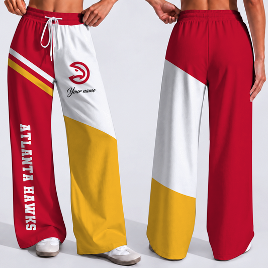SPECIAL EDITION - NEW CUSTOMIZED NBA17 AHA ATLANTA HAWKS WOMEN'S WIDE LEG PANTS