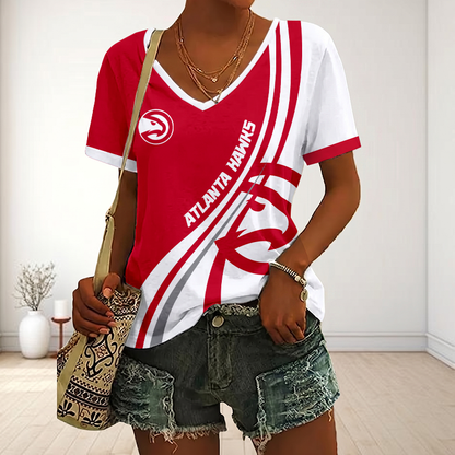 VIRAL EDITION - NEW CUSTOMIZED NBA17 AHA ATLANTA HAWKS V-NECK FEMALE SHIRT