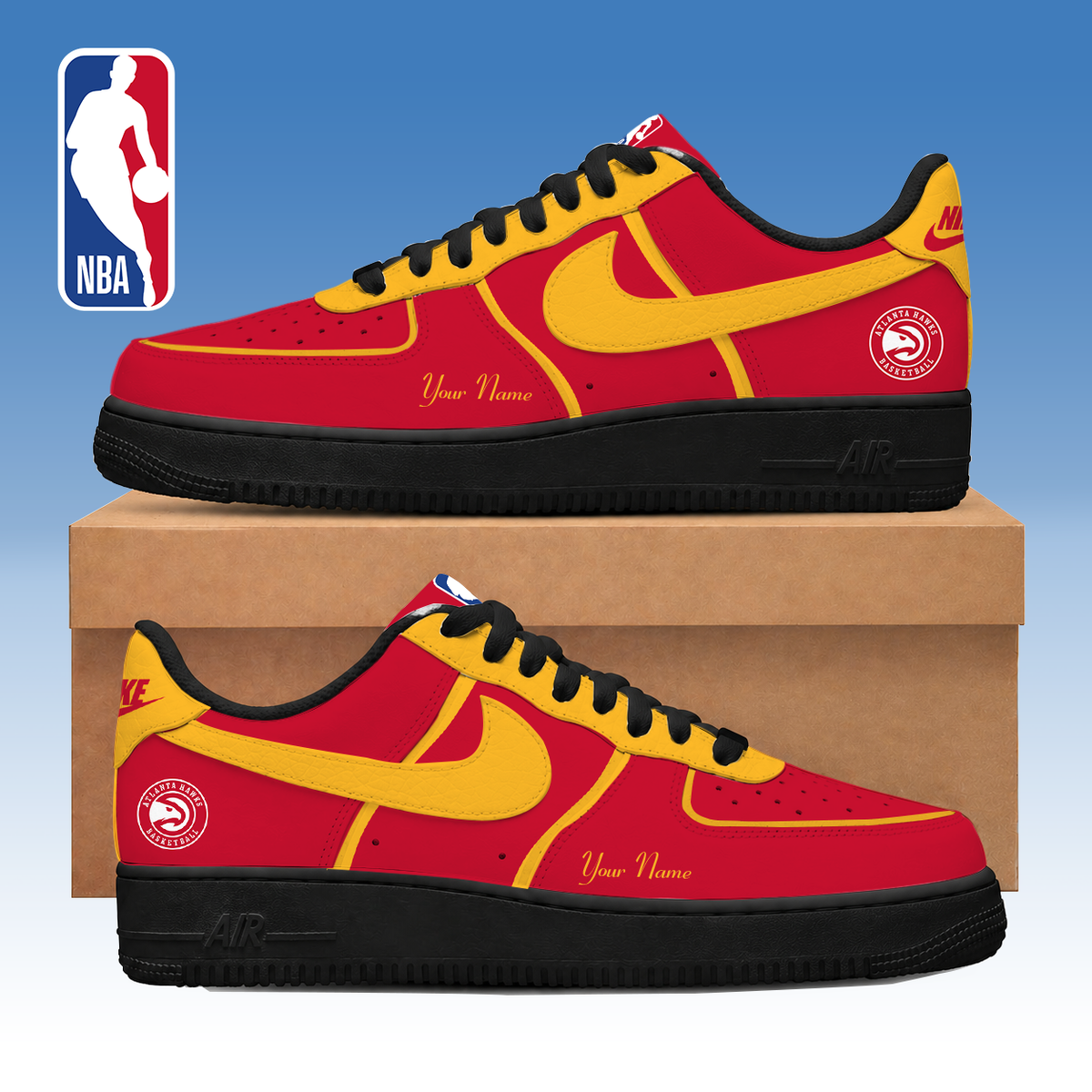 LIMITED DROP - NEW CUSTOMIZED AHA ATLANTA HAWKS AF1 SNEAKERS - NBA17