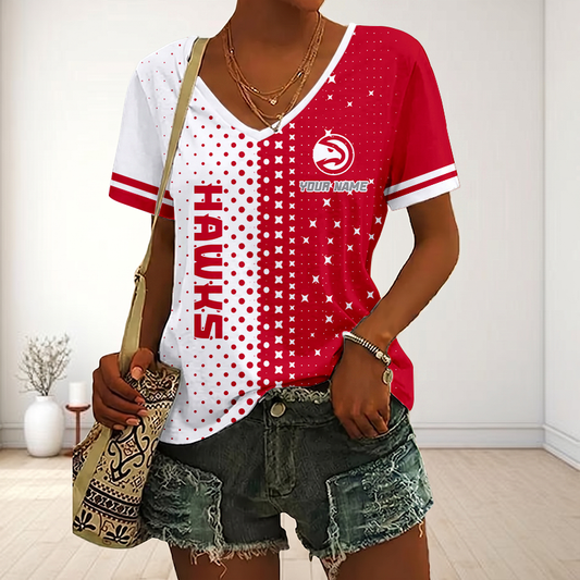 LIMITED DROP - NEW CUSTOMIZED NBA17 AHA ATLANTA HAWKS V-NECK FEMALE SHIRT