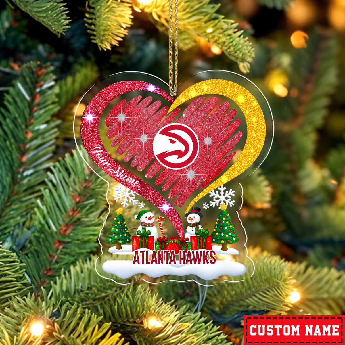[EXCLUSIVE EDITION] NEW CUSTOMIZED NBA17 AHA ATLANTA HAWKS CHRISTMAS ACRYLIC ORNAMENT