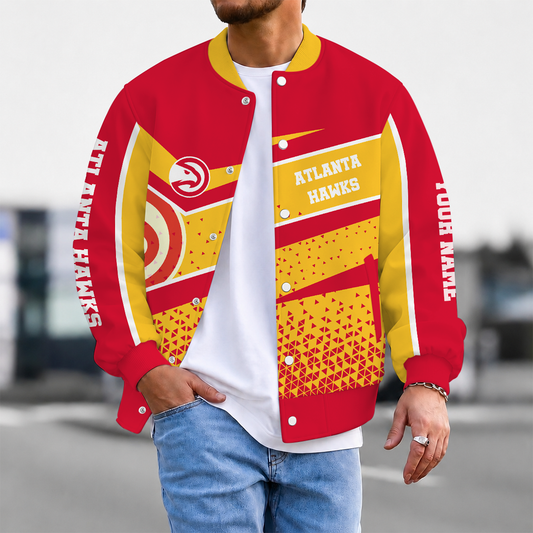 EXCLUSIVE EDITION - NEW CUSTOMIZED NBA17 AHA ATLANTA HAWKS BASEBALL JACKET, SATIN VARSITY JACKET