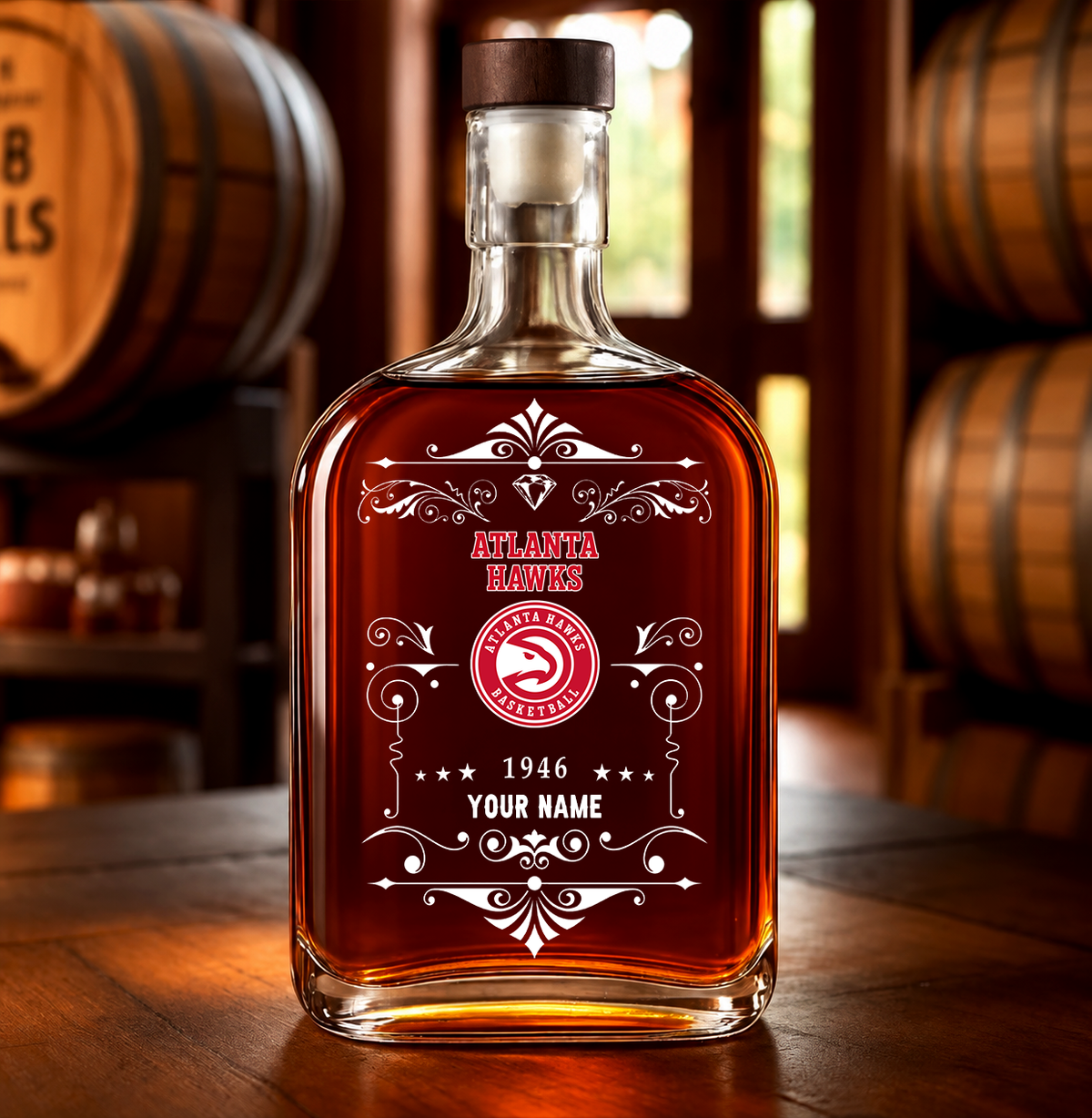 [FINAL SALE] NEW CUSTOMIZED NBA17 AHA ATLANTA HAWKS LUXURY WHISKEY BOTTLE 450ML