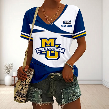 SPECIAL EDITON - NEW CUSTOMIZED MAM NCAA17 MGE MA GOLDEN EAGLES V-NECK FEMALE SHIRT