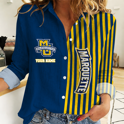 HOT DEAL - NEW CUSTOMIZED MGE MA GOLDEN EAGLES WOMEN CASUAL SHIRT FOR FAN | NCAA MAM17