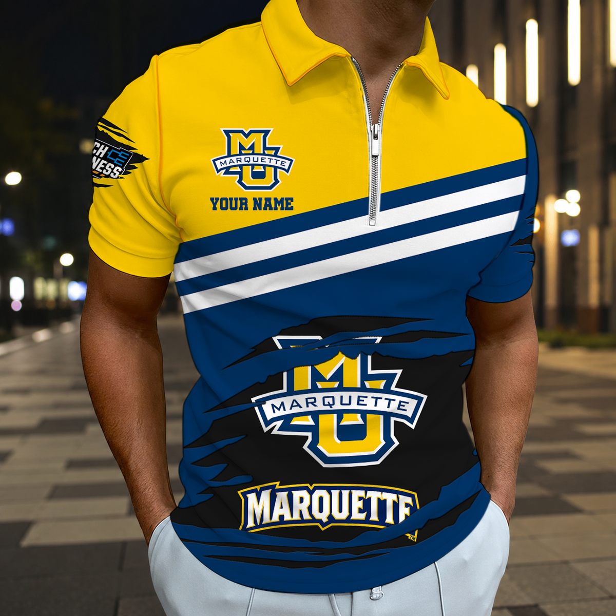 VIRAL EDITION - NEW CUSTOMIZED NCAA MAM17 MGE MARQUETTE GOLDEN EAGLES T-SHIRT, POLO SHIRT, ZIP POLO SHIRT, SWEATSHIRT, HOODIE & ZIP HOODIE
