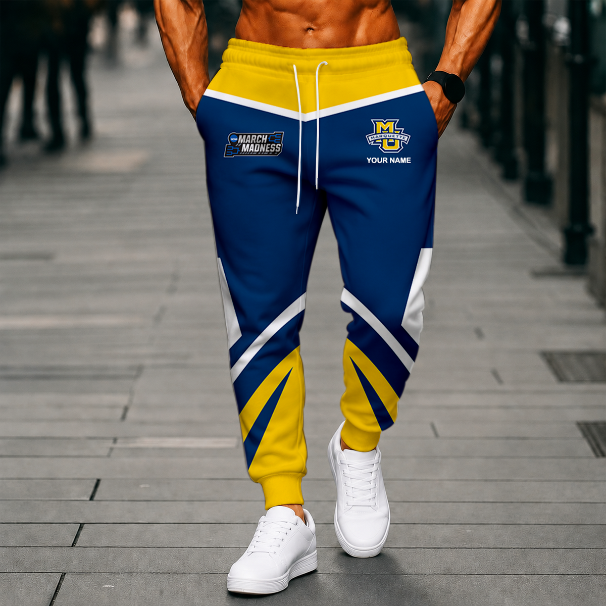 VIRAL EDITION - NEW CUSTOMIZED NCAA MAM17 MGE MARQUETTE GOLDEN EAGLES SWEATPANTS