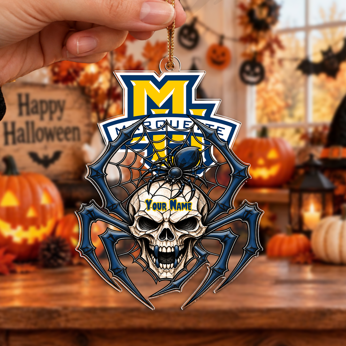HOT DEAL - NEW CUSTOMIZED NCAA MAM17 MGE MARQUETTE GOLDEN EAGLES HALLOWEEN ACRYLIC ORNAMENT