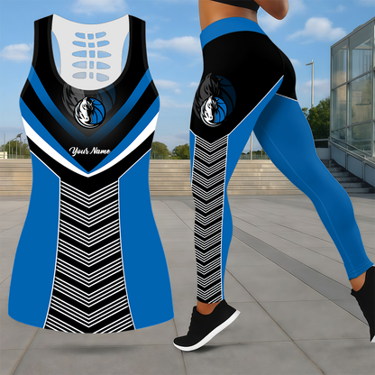 ELITE EDITION - NEW CUSTOMIZED NBA18 DMA DALLAS MAVERICKS LEGGINGS & HOLLOW TANK TOP SET