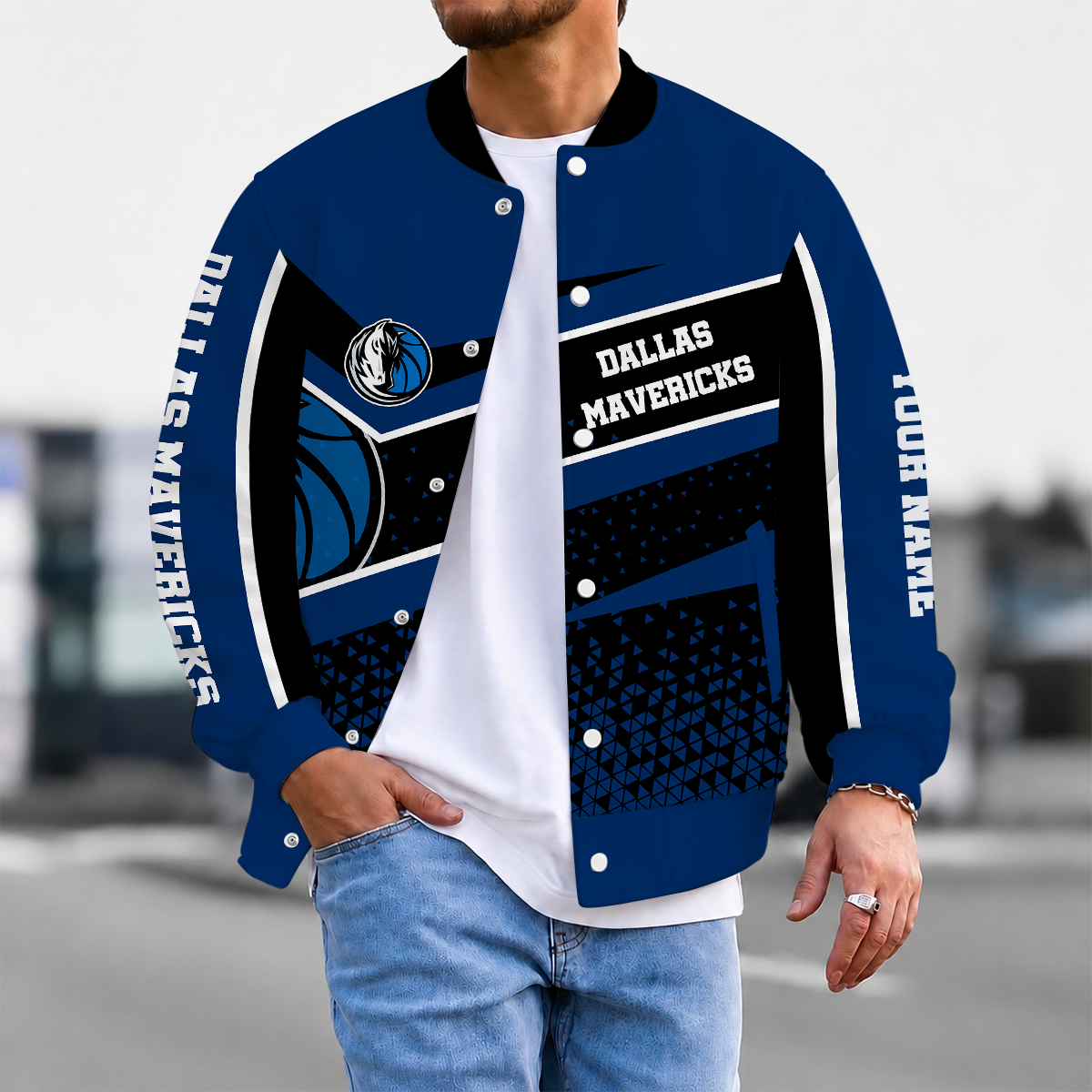 EXCLUSIVE EDITION - NEW CUSTOMIZED NBA18 DMA DALLAS MAVERICKS BASEBALL JACKET, SATIN VARSITY JACKET