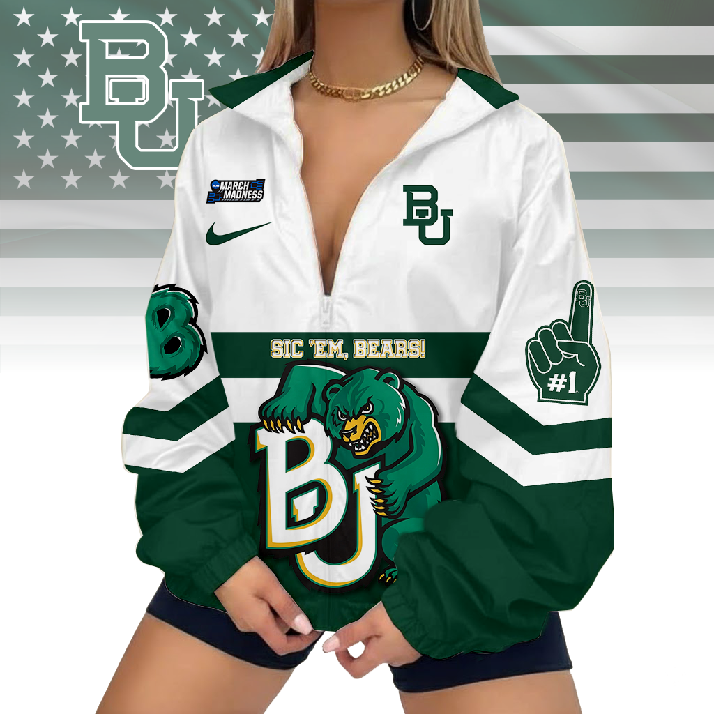 FINAL SALE - NEW CUSTOMIZED MAM NCAA18 BAB BA BEARS V-NECK ZIPPER SWEATSHIRT JACKET