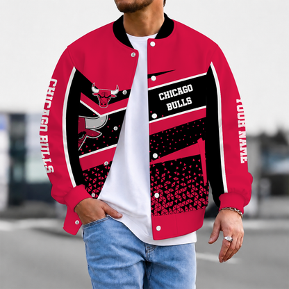 EXCLUSIVE EDITION - NEW CUSTOMIZED NBA19 CBU CHICAGO BULLS BASEBALL JACKET, SATIN VARSITY JACKET