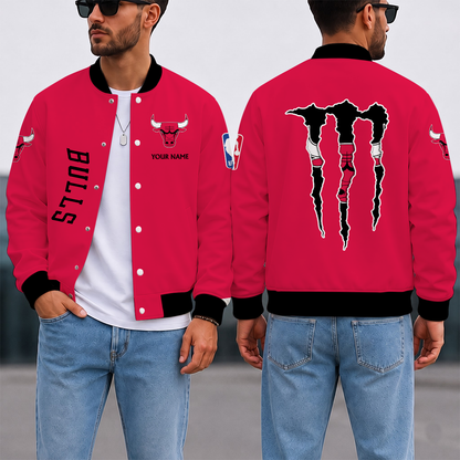 SPECIAL EDITION - NEW CUSTOMIZED NBA19 CBU CHICAGO BULLS BASEBALL JACKET, SATIN VARSITY JACKET