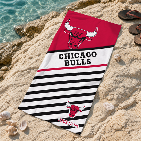 ELITE EDITION - NEW CUSTOMIZED CBU CHICAGO BULLS BEACH TOWEL FOR FAN - NBA19