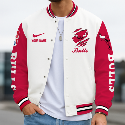 LIMITED DROP - NEW CUSTOMIZED CBU CH BULLS BASEBALL JACKET, SATIN VARSITY JACKET - NBA19