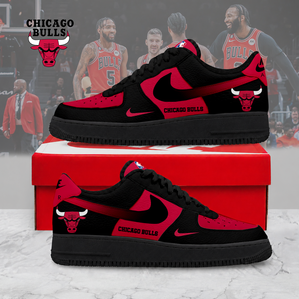 HOT DEAL - NEW CUSTOMIZED NBA19 CBU CHICAGO BULLS AF1 SNEAKERS